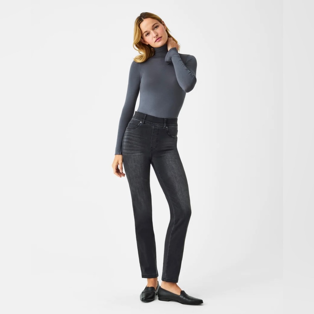 SPANX Straight Leg Jeans, Black, NEW XL